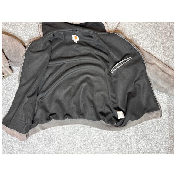 Vintage Carhartt Thermal Lined Full Zip Work Sweatshirt Hoodie Size L Gray - Picture 4 of 7